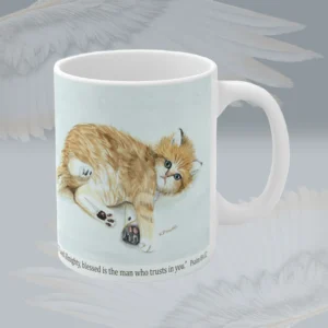 Extraordinary Kitten Coffee Cup Beautiful and Uplifting! Right Side View Framed By Angels Spiritual Sips Mug