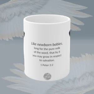 Outstanding Baby Calf Mug The perfect Gift for Ranchers! Spiritual Sips Coffee Cup Front Side Framed By Angels