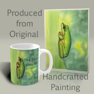 Spirit of Life Tree Frog: Life-Giving Mug of Beautiful Faith Produced from original handcrafted watercolor painting