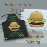 New Kingdom of God Apron: Joy in the Spirit Apron being shown with it's hand crafted Watercolor painting by Kathryn kay Powell
