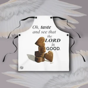 Chocolate Hearts Apron on the Classic Framed by Angels Wings Background by Angels Fly Here
