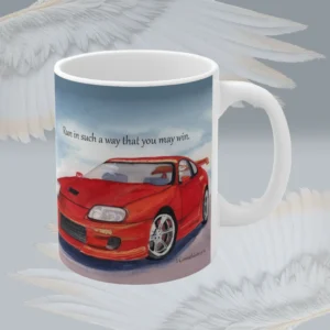 Beautiful Racing With Faith: Boost of Morning Energy - AFH - Angels Fly Here - Classic Framed By Angels branded background with classic framed by angels clouds and wings