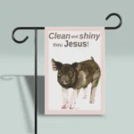 Jesus Garden Flag: TERRIFIC Clean and Shiny Prize Pig showing the Front side of the Flag