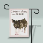 Jesus Garden Flag: TERRIFIC Clean and Shiny Prize Pig showing the backside of the Flag
