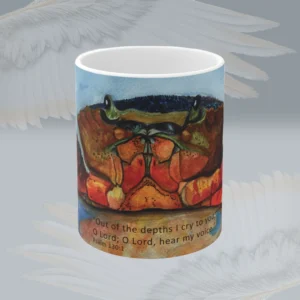 A Fantastic Crab Mug- With Beautiful Coastal Vibes Psalm 13_01 Spiritual Sips Mug Front Side Framed By Angels