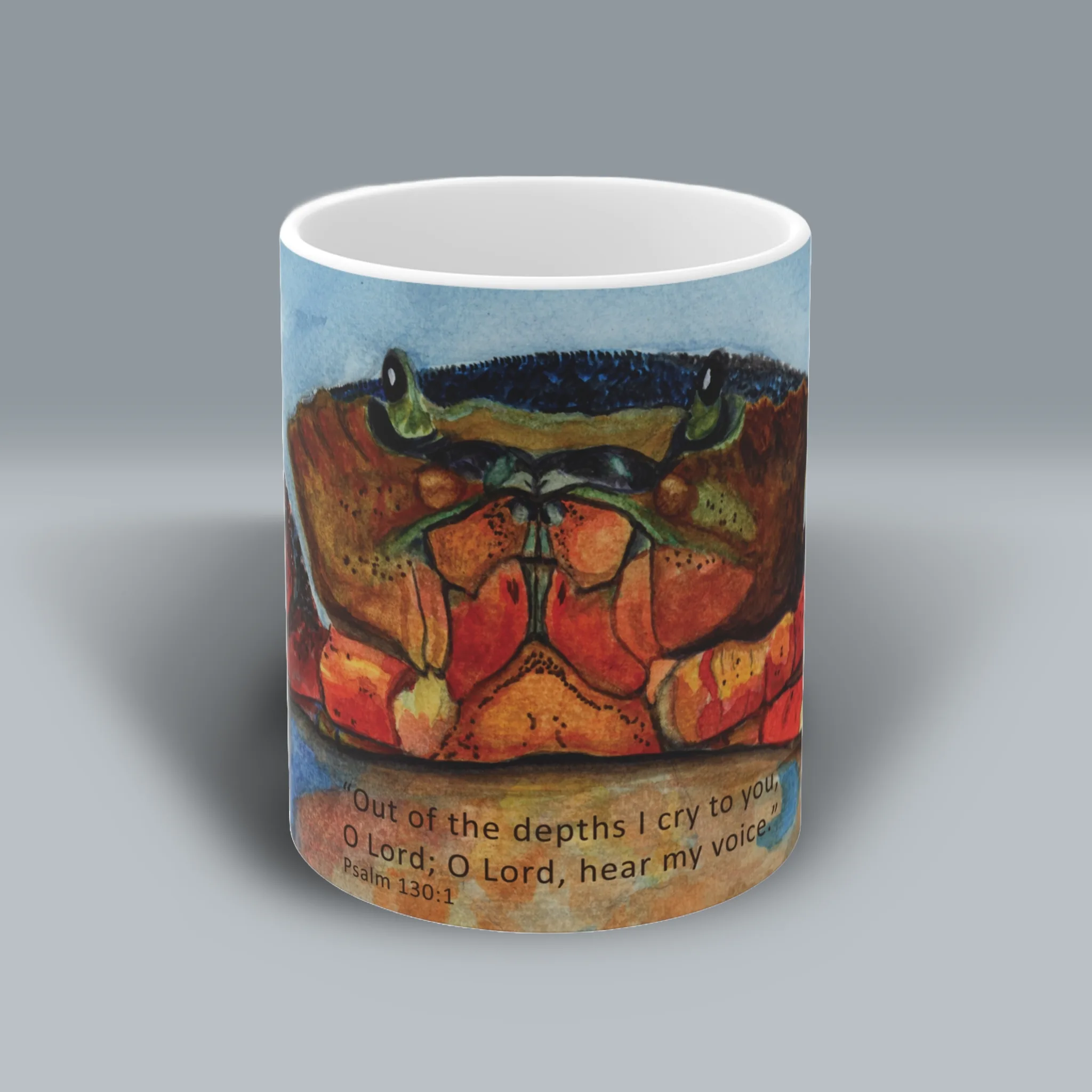 A Fantastic Crab Mug- With Beautiful Coastal Vibes Psalm 130:1