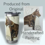 A Remarkable Tumbler for Dog Lovers Stunning Doberman Art Spiritual Sips Stainless Right Side With original painting