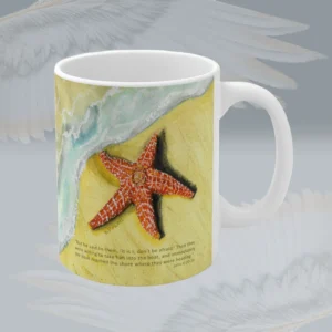 Beautiful Starfish Coffee Mug Delight in the Tranquil Ocean Spiritual Sips Coffee Mug Right Side Framed by Angels