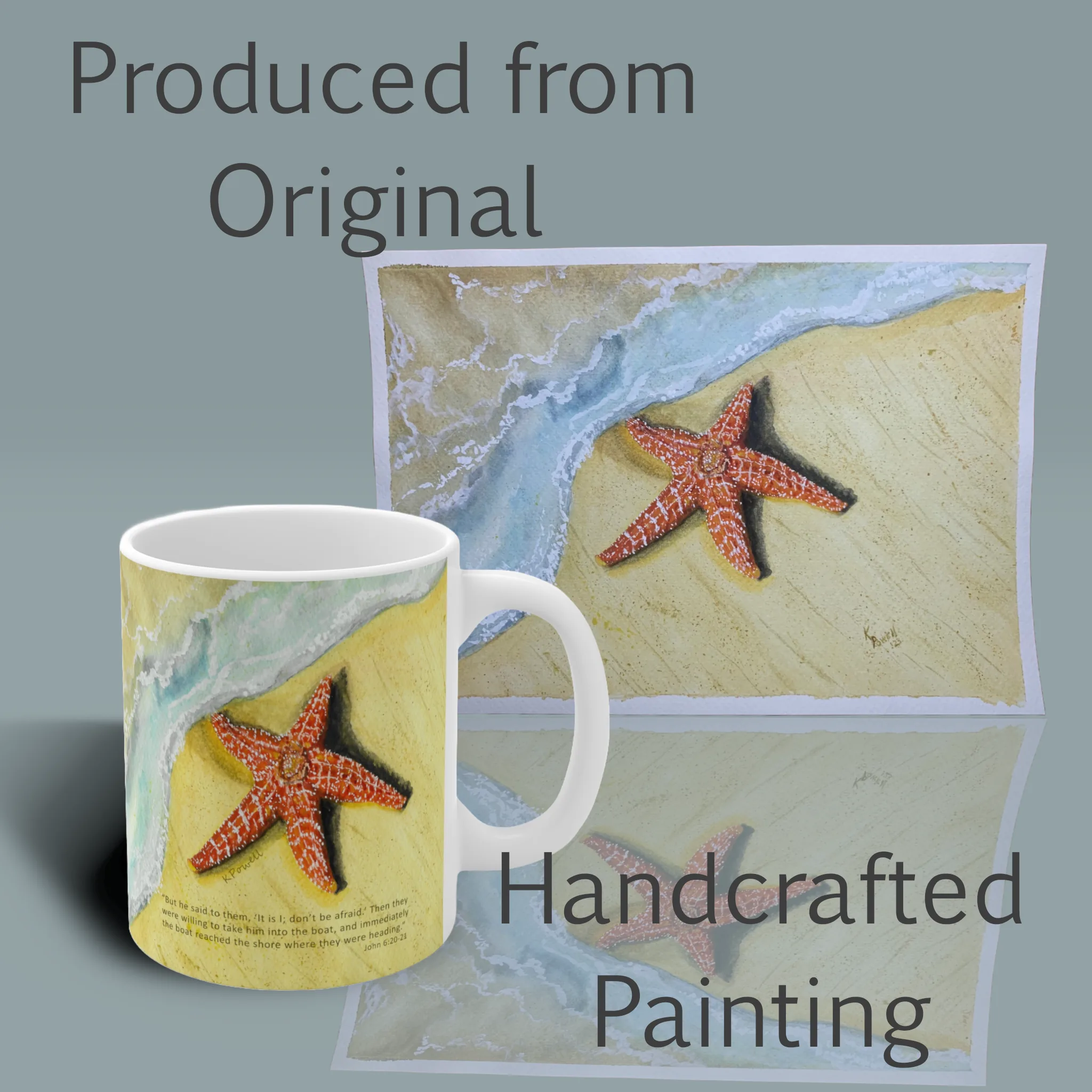 Beautiful Starfish Coffee Mug Delight in the Tranquil Ocean Spiritual Sips Coffee Mug Right Side With the original Painting