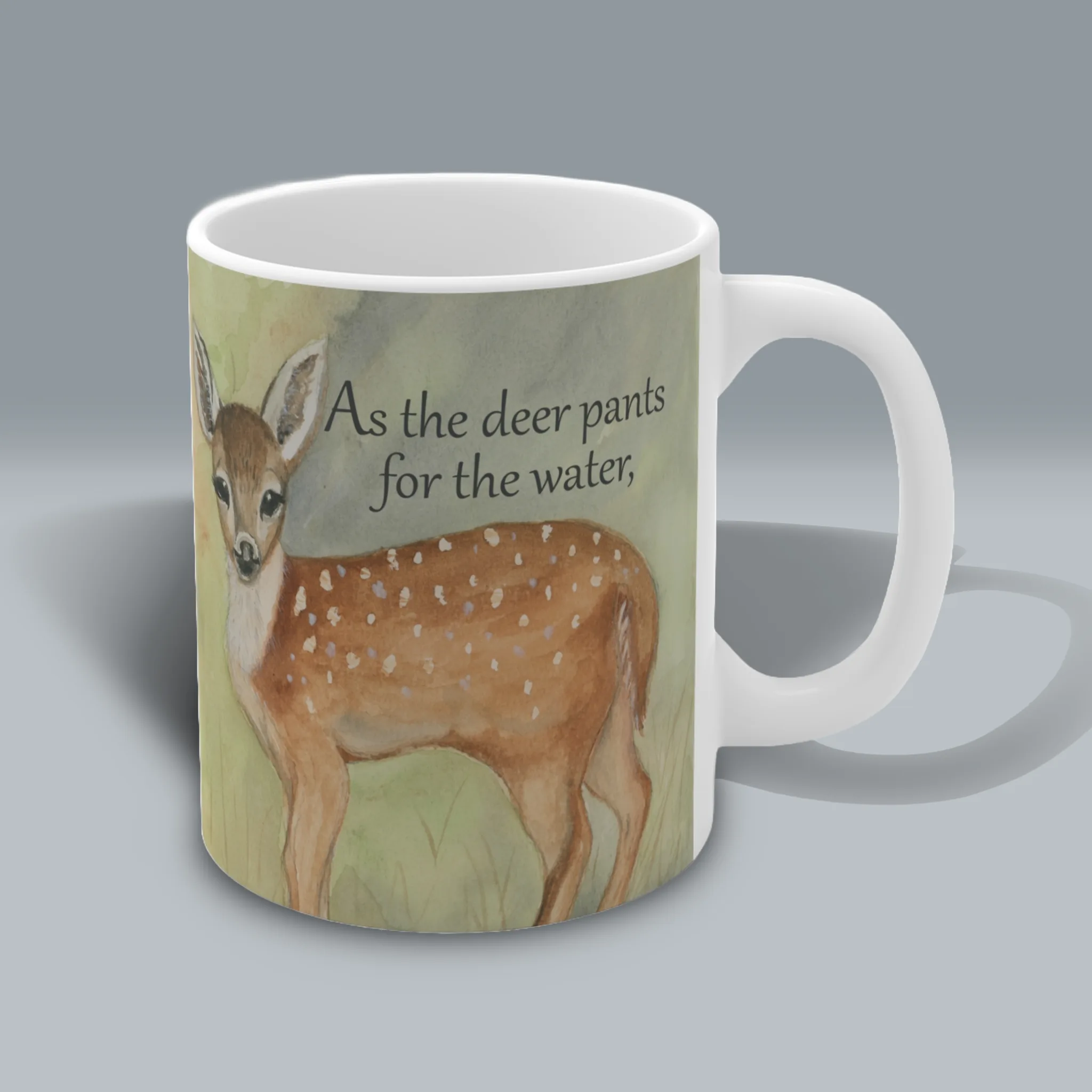 Divine Longing: Stunning Baby Deer, complete Psalm 42:1 Mug