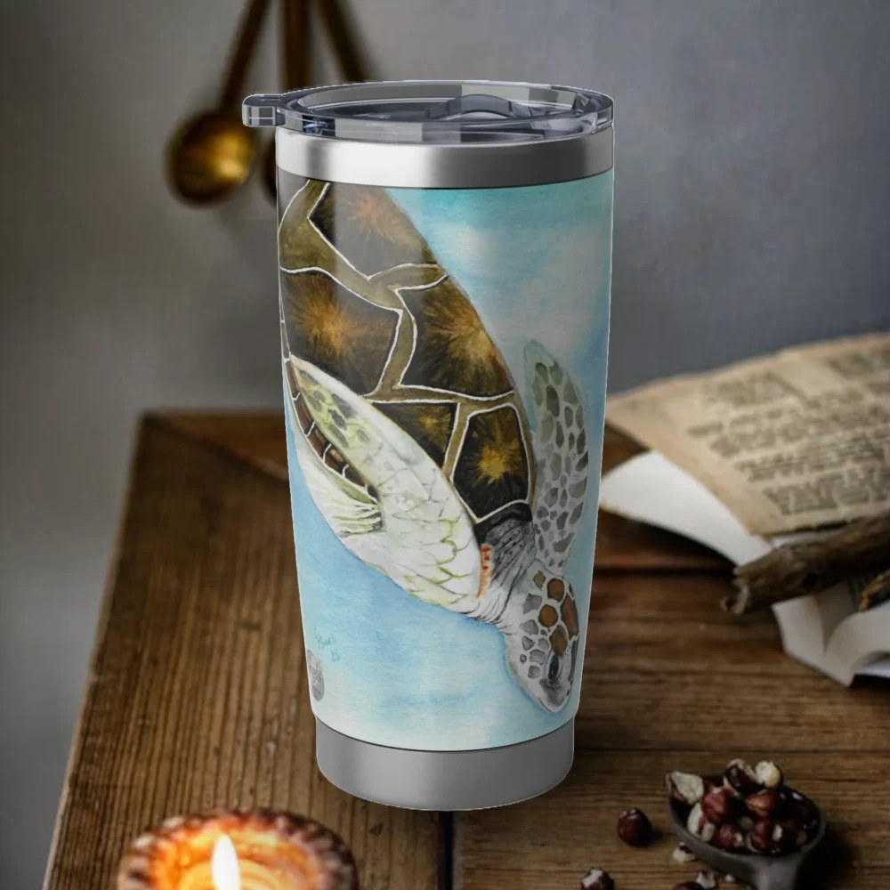 Elegance Meets Life Luxurious Beautiful Ocean Tumbler Spiritual Sips Stainless Tumbler Left Side