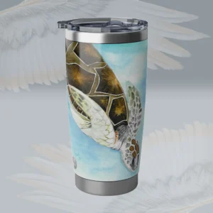 Elegance Meets Life Luxurious Beautiful Ocean Tumbler Spiritual Sips Stainless Tumbler Left Side Framed By Angels