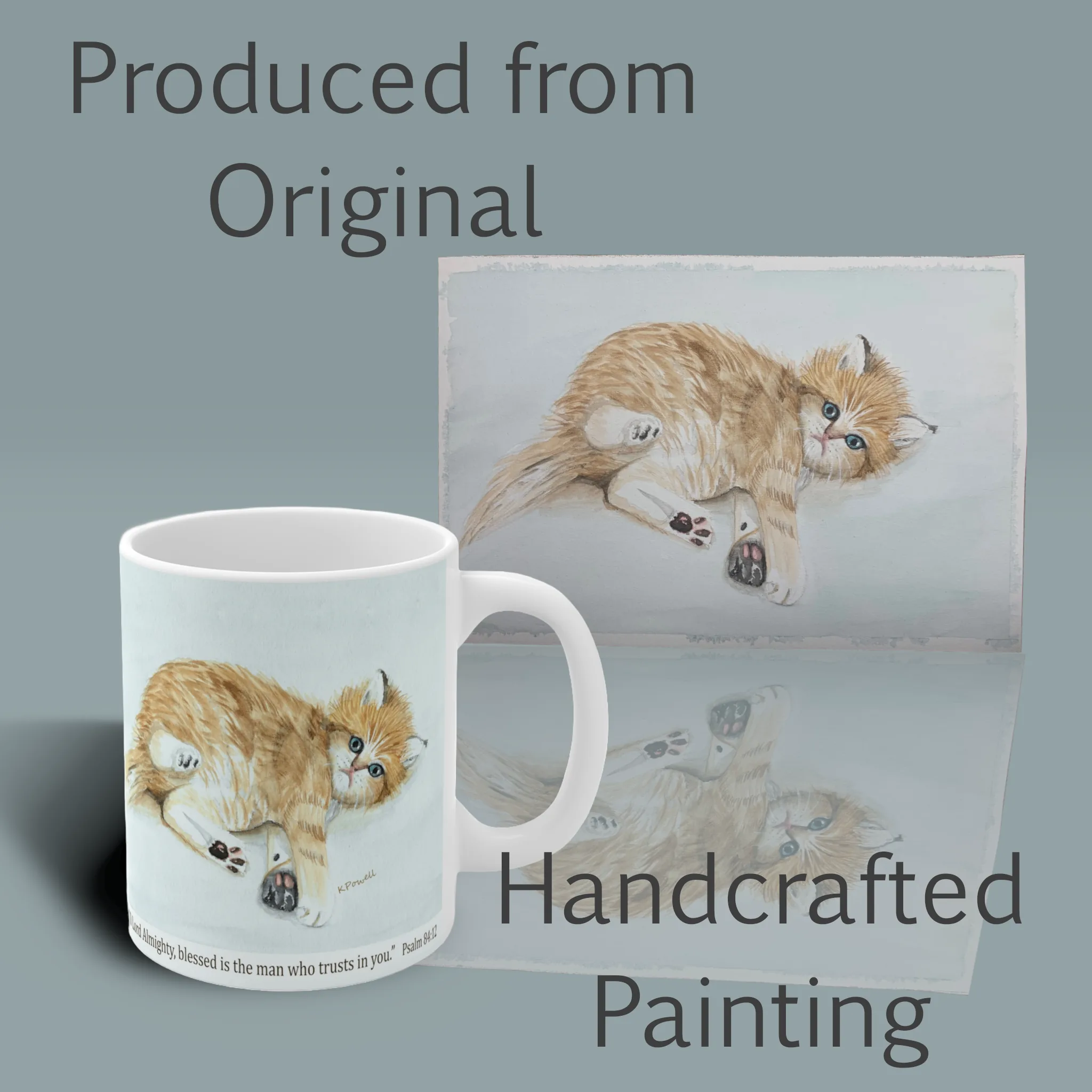 Extraordinary Kitten Coffee Cup Beautiful and Uplifting! Right Side View Spiritual Sips Mug with the Original Painting