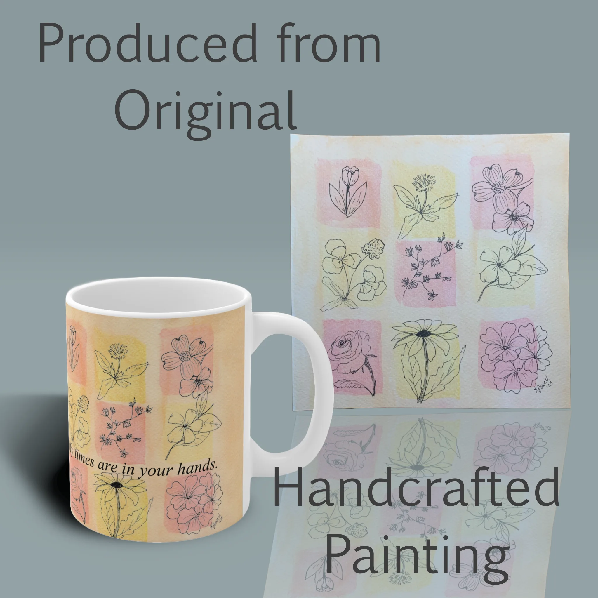Faith in Bloom Mug Beautiful Flowers with Uplifting Scripture Art Spiritual Sips Coffee Mug Right Side With The Original Painting