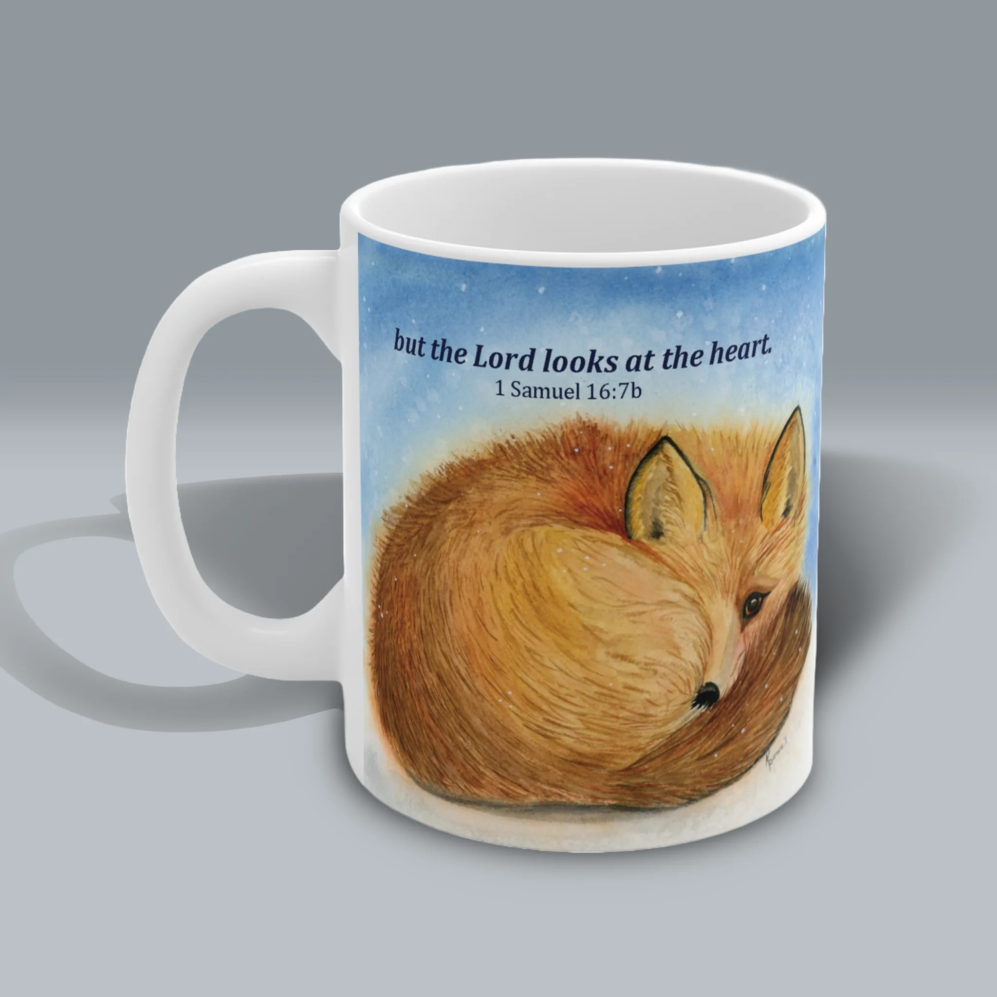 Faithful Winter Fox New Uplifting Scripture Art Mug Spiritual Sips Coffee Cup Left Side