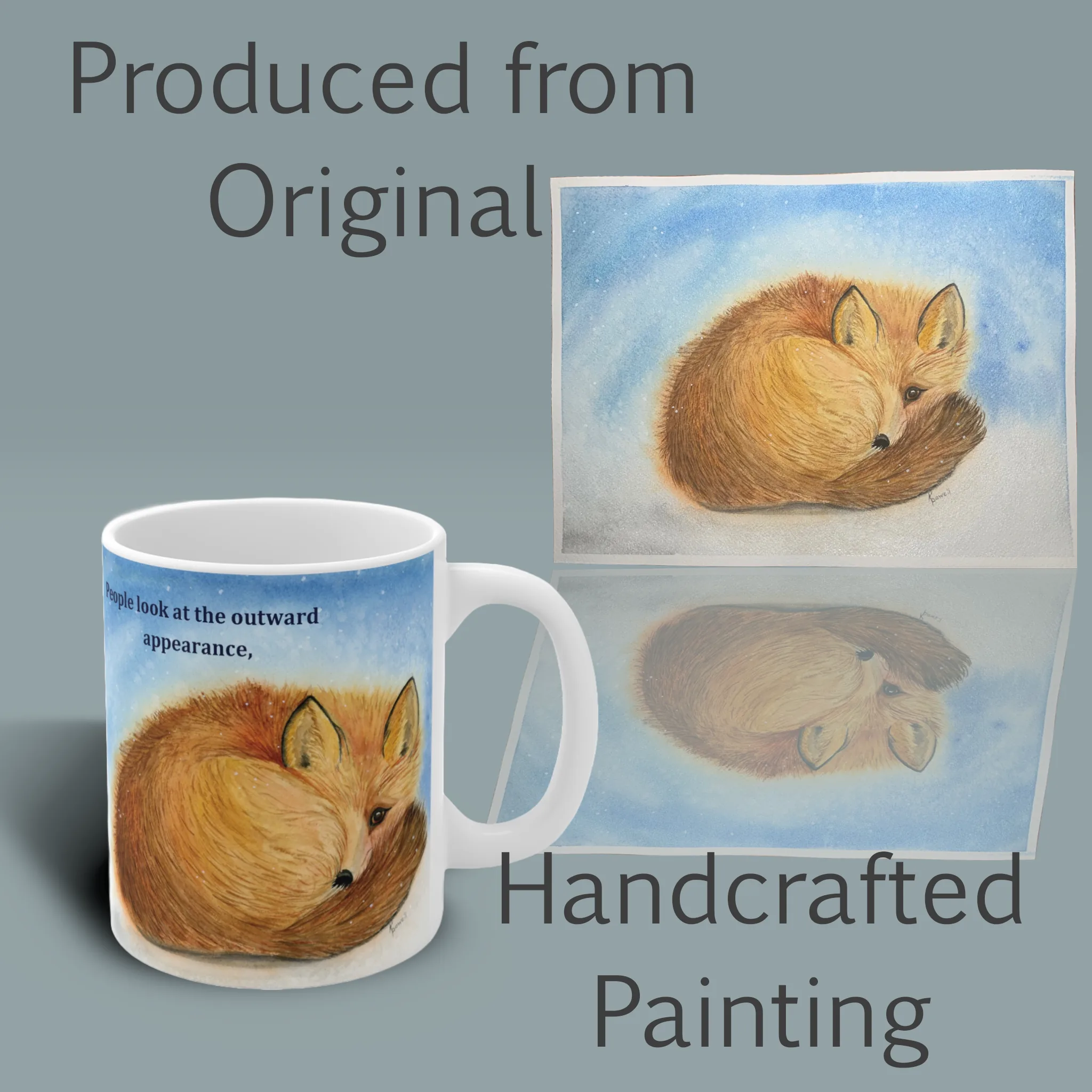 Faithful Winter Fox New Uplifting Scripture Art Mug Spiritual Sips Coffee Cup Right Side With the Original Painting