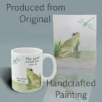 Frog and Dragonfly Mug Absolutely Beautiful, Devoted to True Harmony Spiritual Sips Coffee Mug Right Side With Original Painting