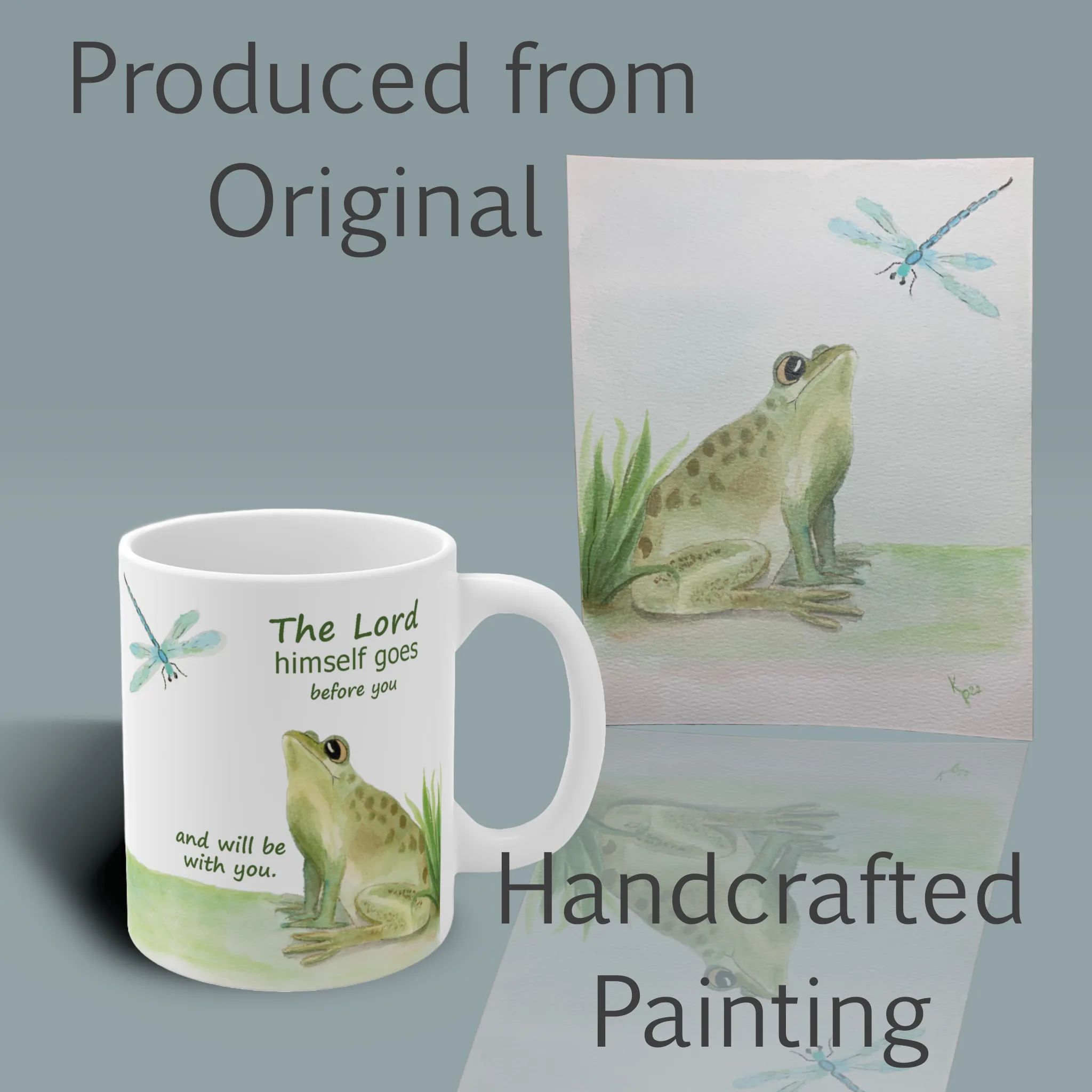 Frog and Dragonfly Mug Absolutely Beautiful, Devoted to True Harmony Spiritual Sips Coffee Mug Right Side With Original Painting