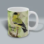 Golden Guidance Beautiful Finch Watch and Pray Faith Mug Spiritual Sips Coffee Cup Right Side