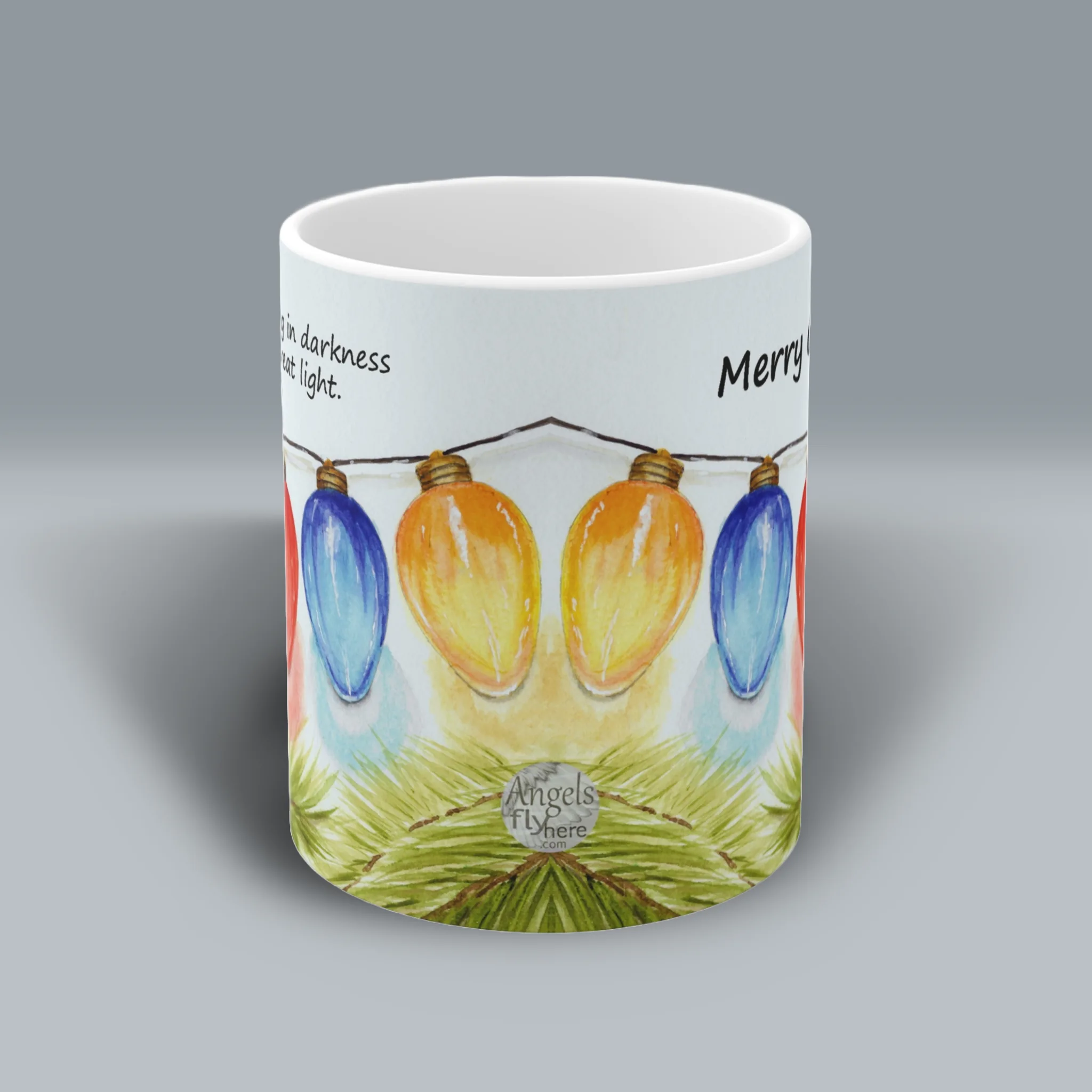 Merry Christmas The Beautiful Gift of Light Shines Mug Spiritual Sips Coffee Mug Front Side
