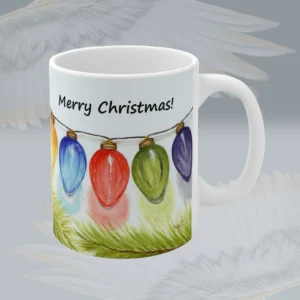 Merry Christmas The Beautiful Gift of Light Shines Mug Spiritual Sips Coffee Mug Right Side Framed By Angels