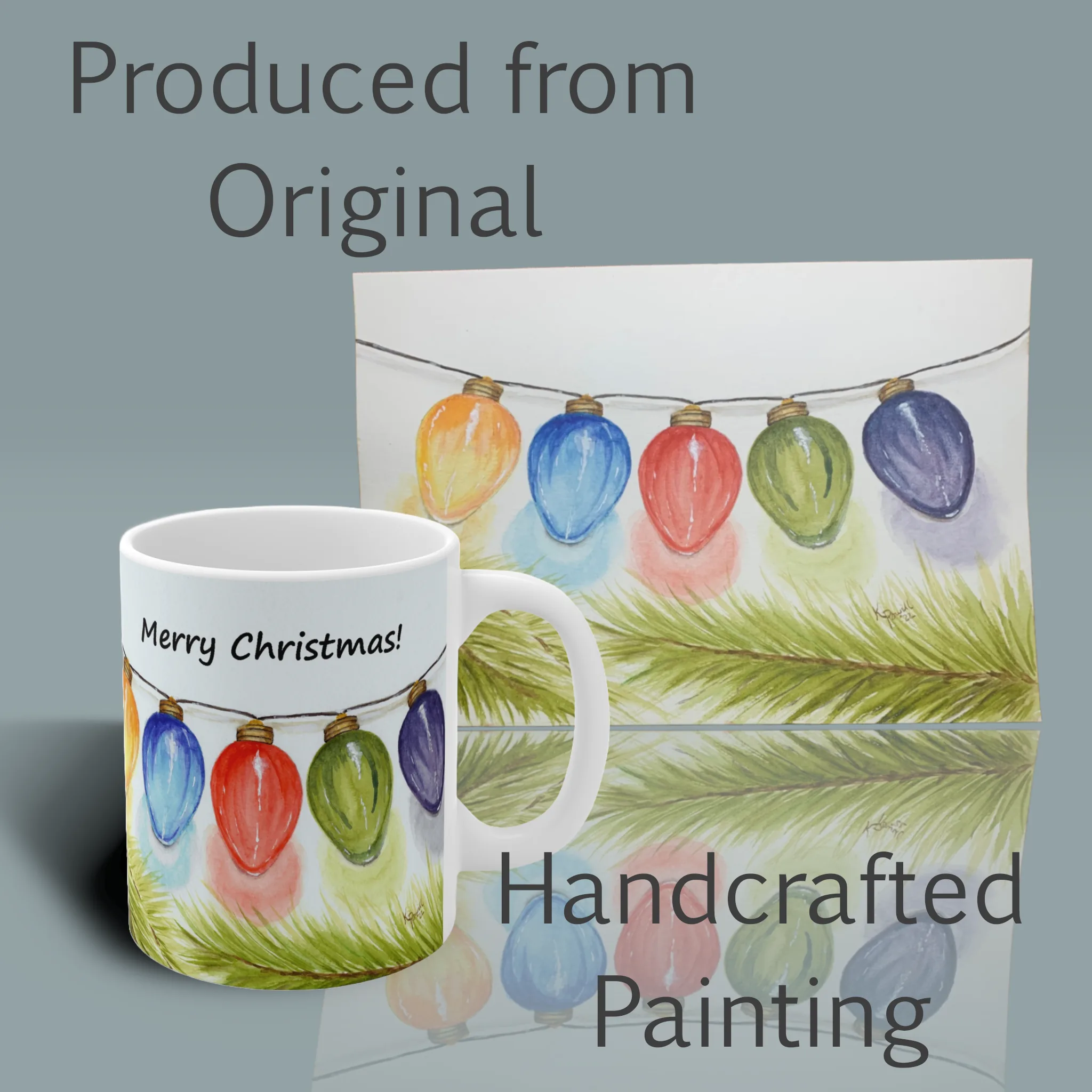 Merry Christmas The Beautiful Gift of Light Shines Mug Spiritual Sips Coffee Mug Right Side With the Original Painting