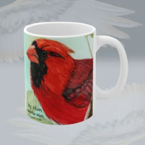 New Cardinal Mug A Wonderful Gift of Vibrant Beauty Spiritual Sips Right Side Framed By Angels