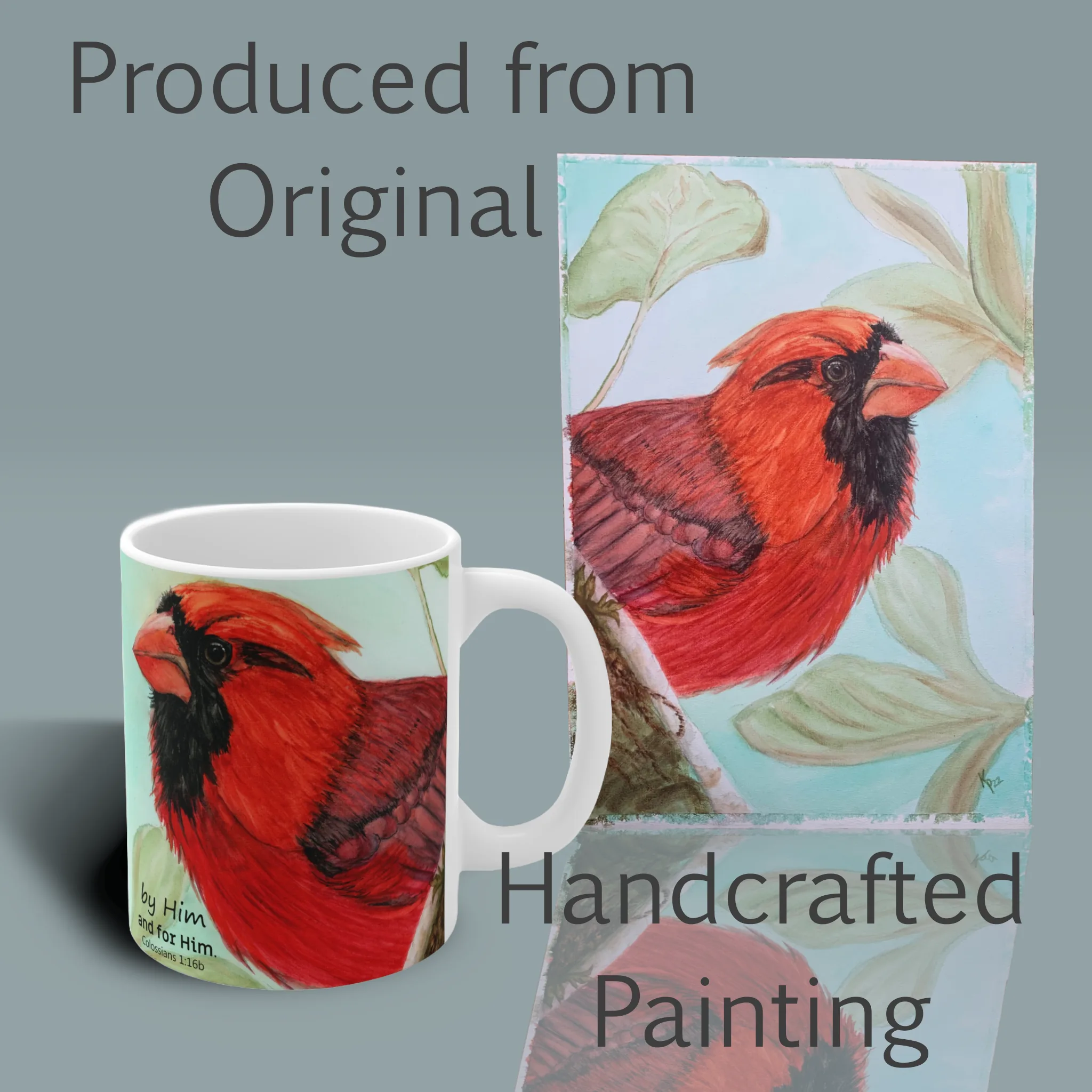 New Cardinal Mug A Wonderful Gift of Vibrant Beauty Spiritual Sips Right Side With the Original Painting