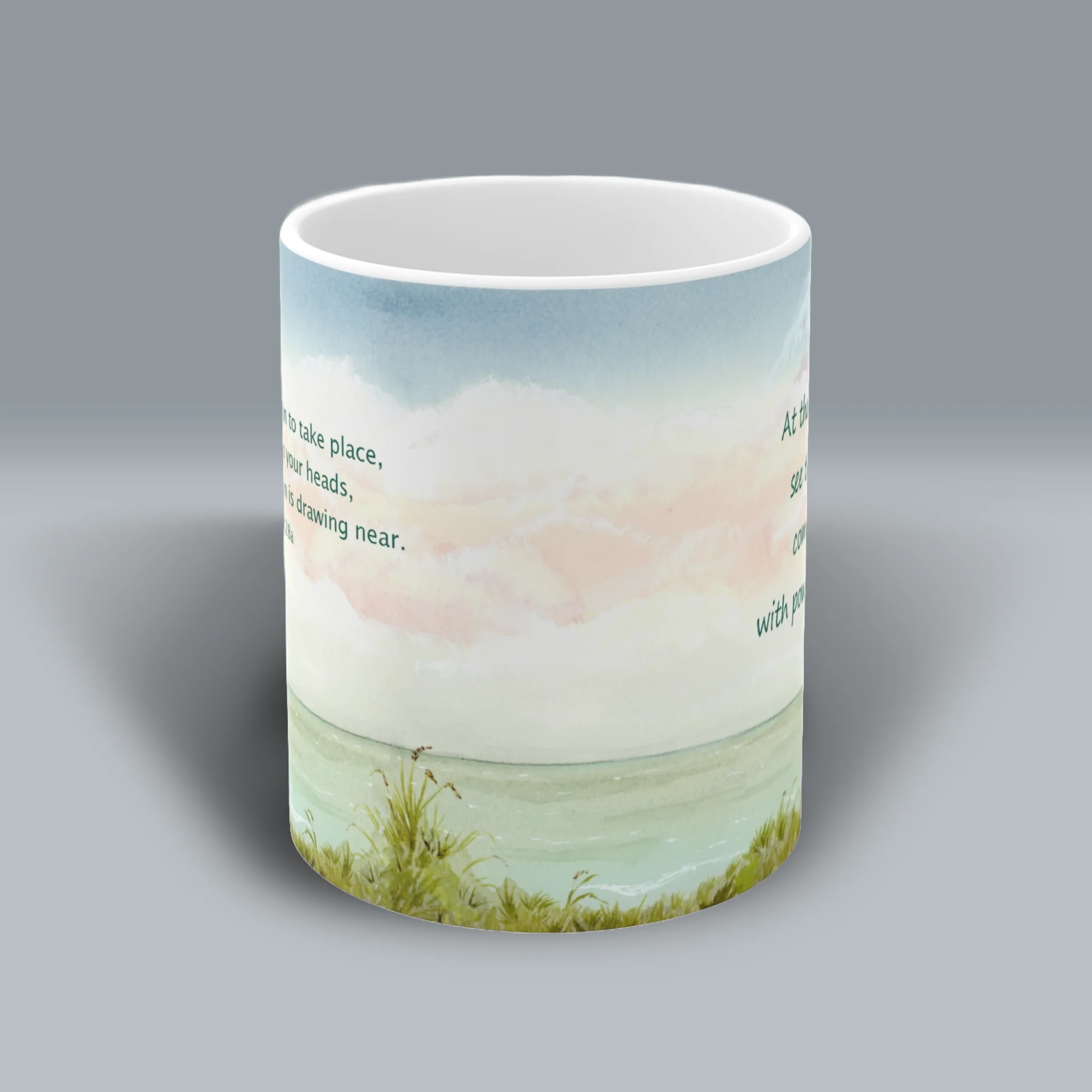 Powerful Coastal Beauty An Extraordinary Mug of Love and Victory Spiritual Sips Coffee Mug Front Side
