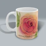 Rose Line Scripture Art Mug Exceptionally Beautiful and Uplifting Spiritual Sips Left Side
