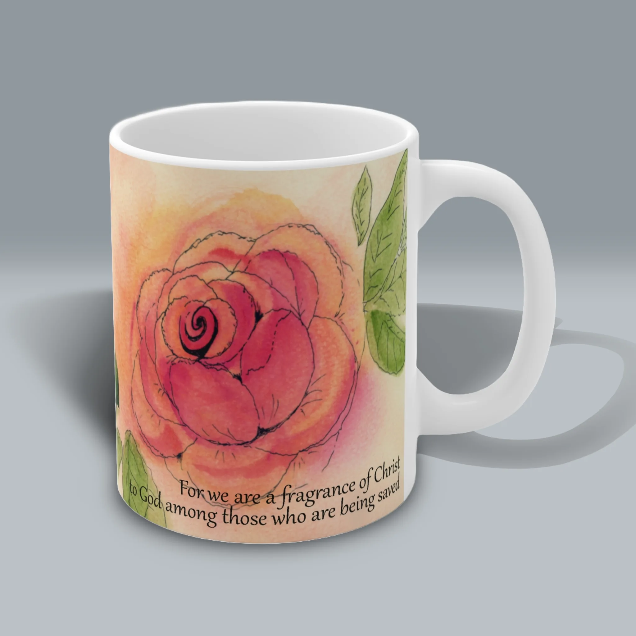 Rose Line Scripture Art Mug: Exceptionally Beautiful and Uplifting