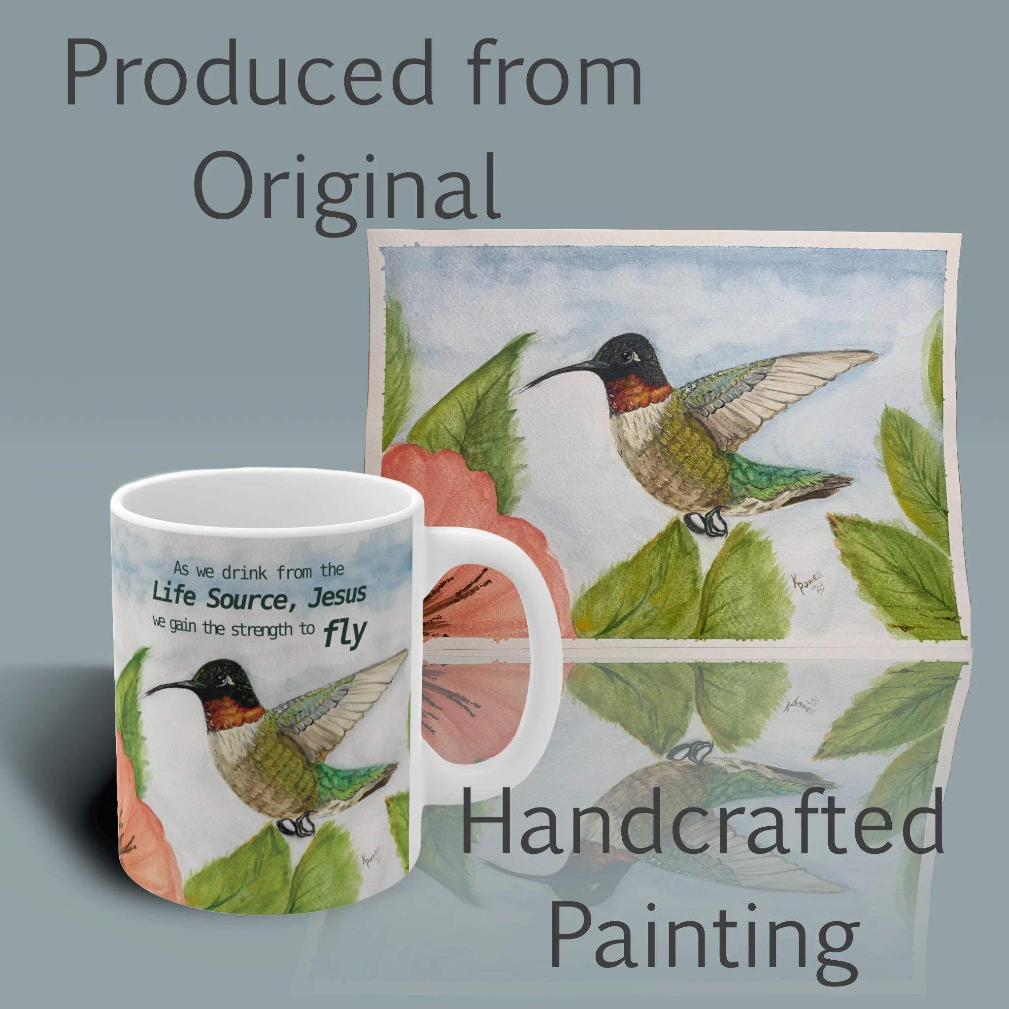 Spiritual Sips Beautiful Spirit of Faith Hummingbird Mug! Right Side With Original painting