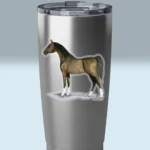 3x3 Arabian Transparent Sticker Beautiful Hand Painted Prize Horse On A Stainless Steel Tumbler
