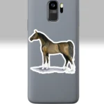 3x3 Arabian White Sticker Beautiful Hand Painted Prize Horse On A Cell Phone