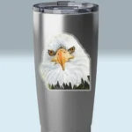 3x3 Halos Eagle Sticker Beautiful and Majestic Vibrant Watercolor with a Transparent background on a Tumbler