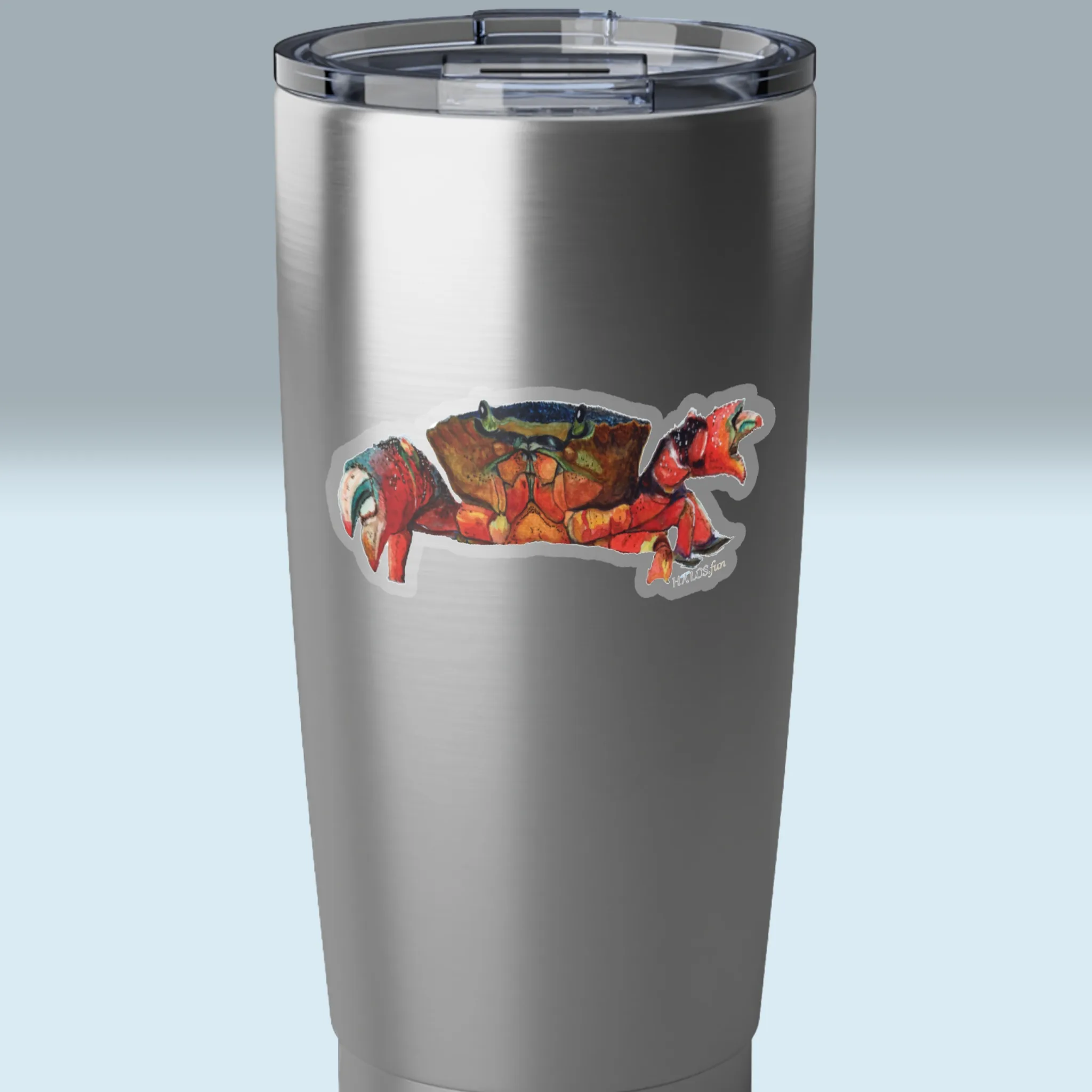 3x3 Transparent Crabby Sticker Beautiful, Epic - Ocean Watercolor Art On A Stainless Steel Tumbler