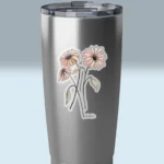 3x3 Transparent Daises Sticker Eye-Opening, Beautiful Line and Wash Art On A Tumbler
