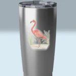3x3 Transparent Flamingo Sticker Reflections and Beautiful Wonders of the Lord Shown on a Stainless Steel Tumbler