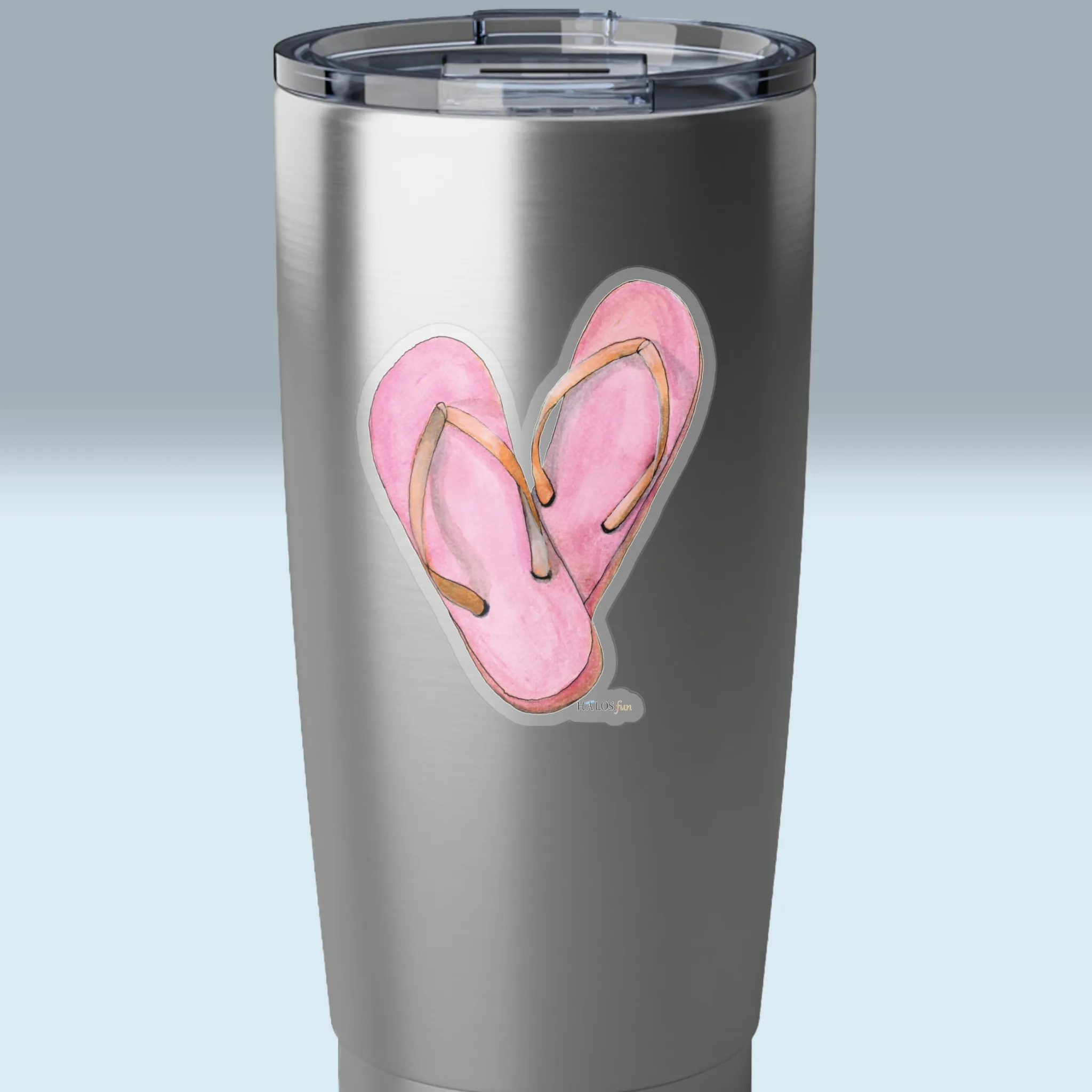 3x3 Transparent Flip Flops Sticker Sure New path to Relaxation and Peace Show on a Stainless Steel Tumbler