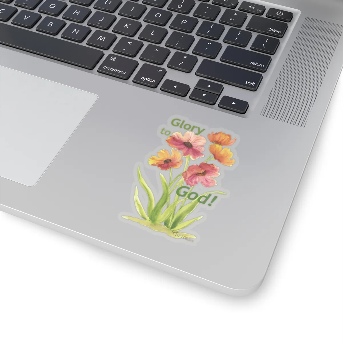 3x3 Transparent Halos Flowers Sticker Praising God in Beautiful Vibrant Colors