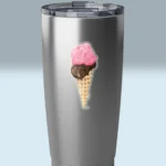 3x3 Transparent Ice Cream Sticker Beautiful Rich and Creamy Halos Art Shown on A Stainless Steel Tumbler