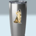 3x3 Transparent Kitten Paws Sticker Irresistibly Beautiful and Fun Shown on A Stainless Steel Tumbler