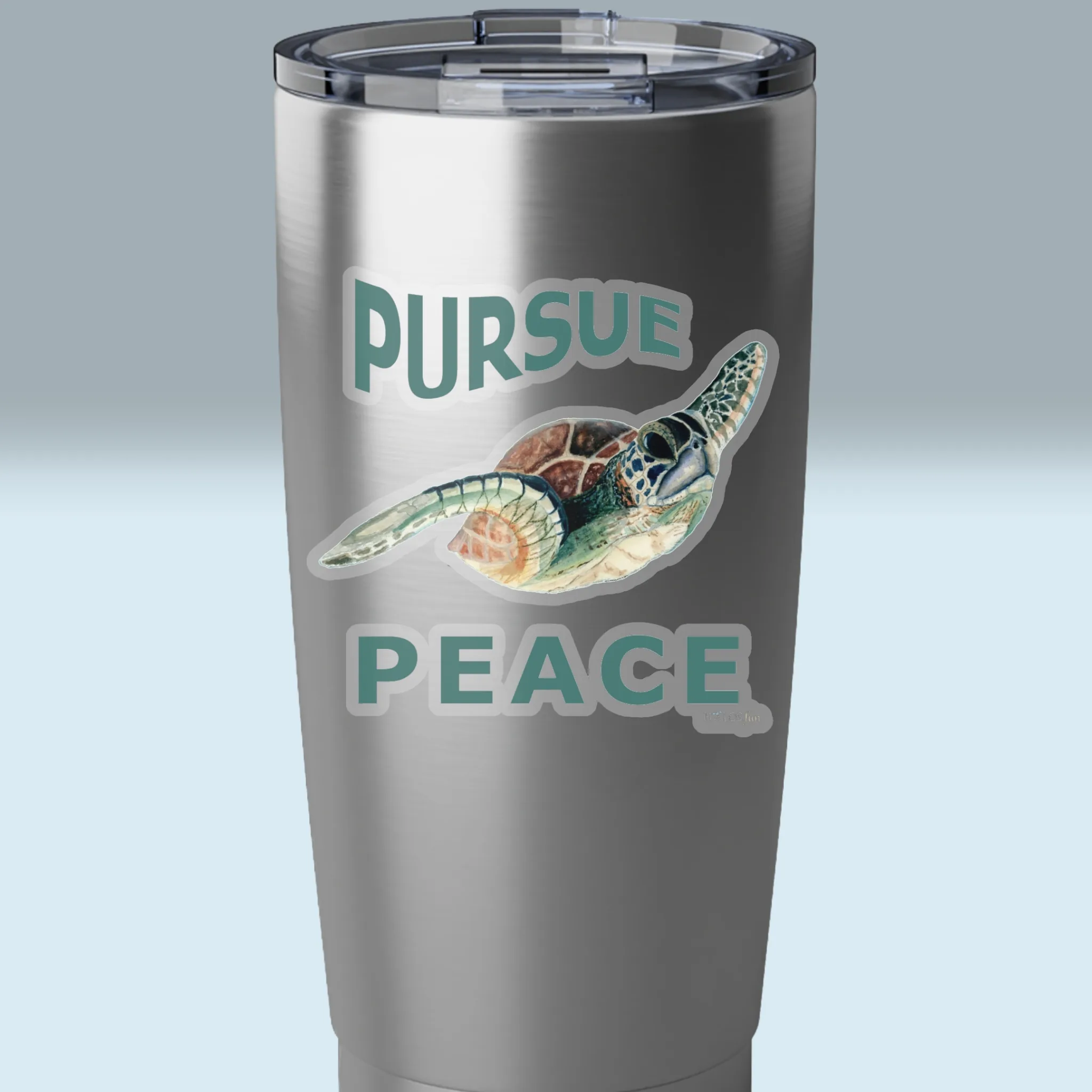 3x3 Transparent Sea Turtle Sticker New Hypnotic Peace in Motion On a Tumbler