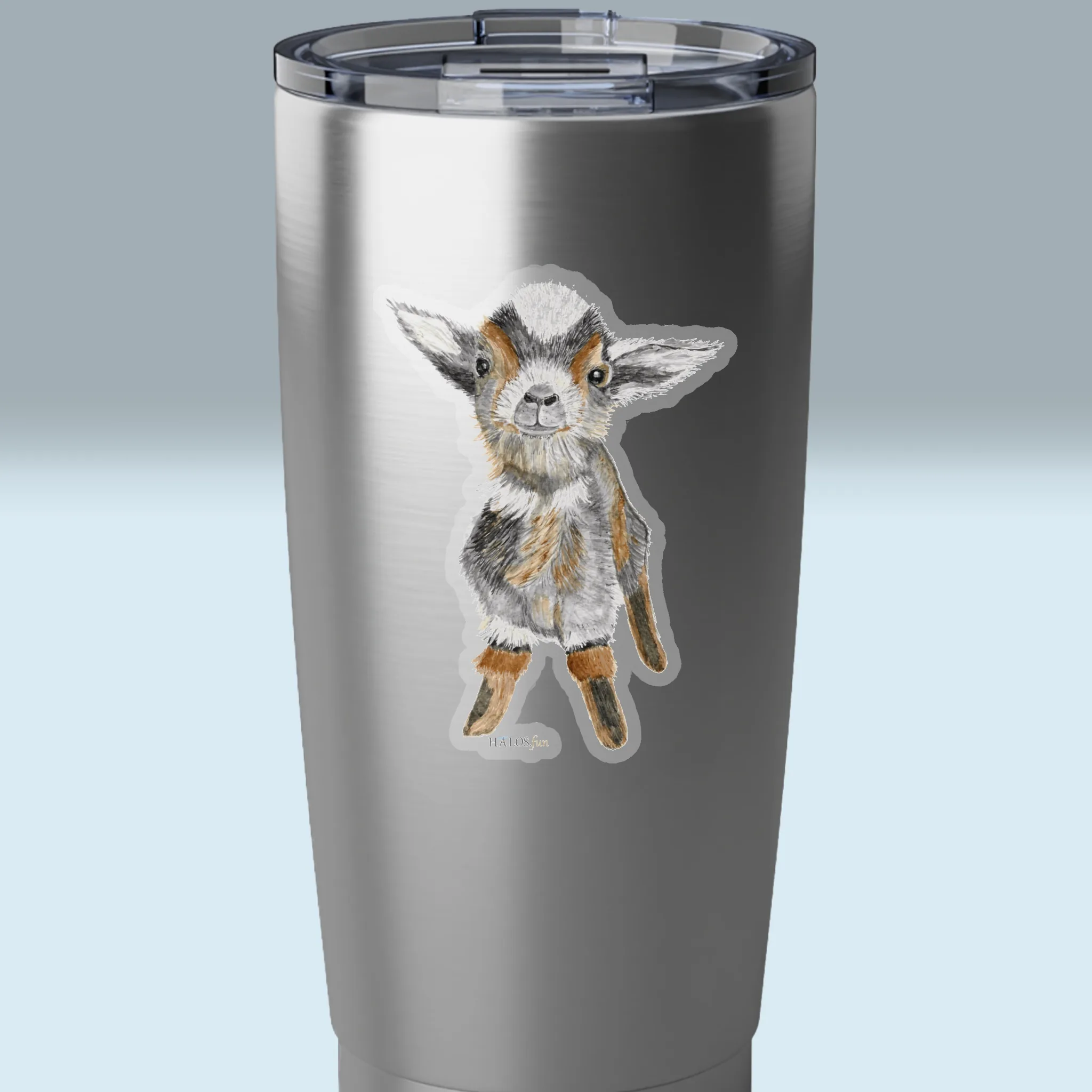 3x3 Transparent Baby Goat Sticker Irresistibly Cute - Easily Makes You Smile On a Stainless Steel Tumbler