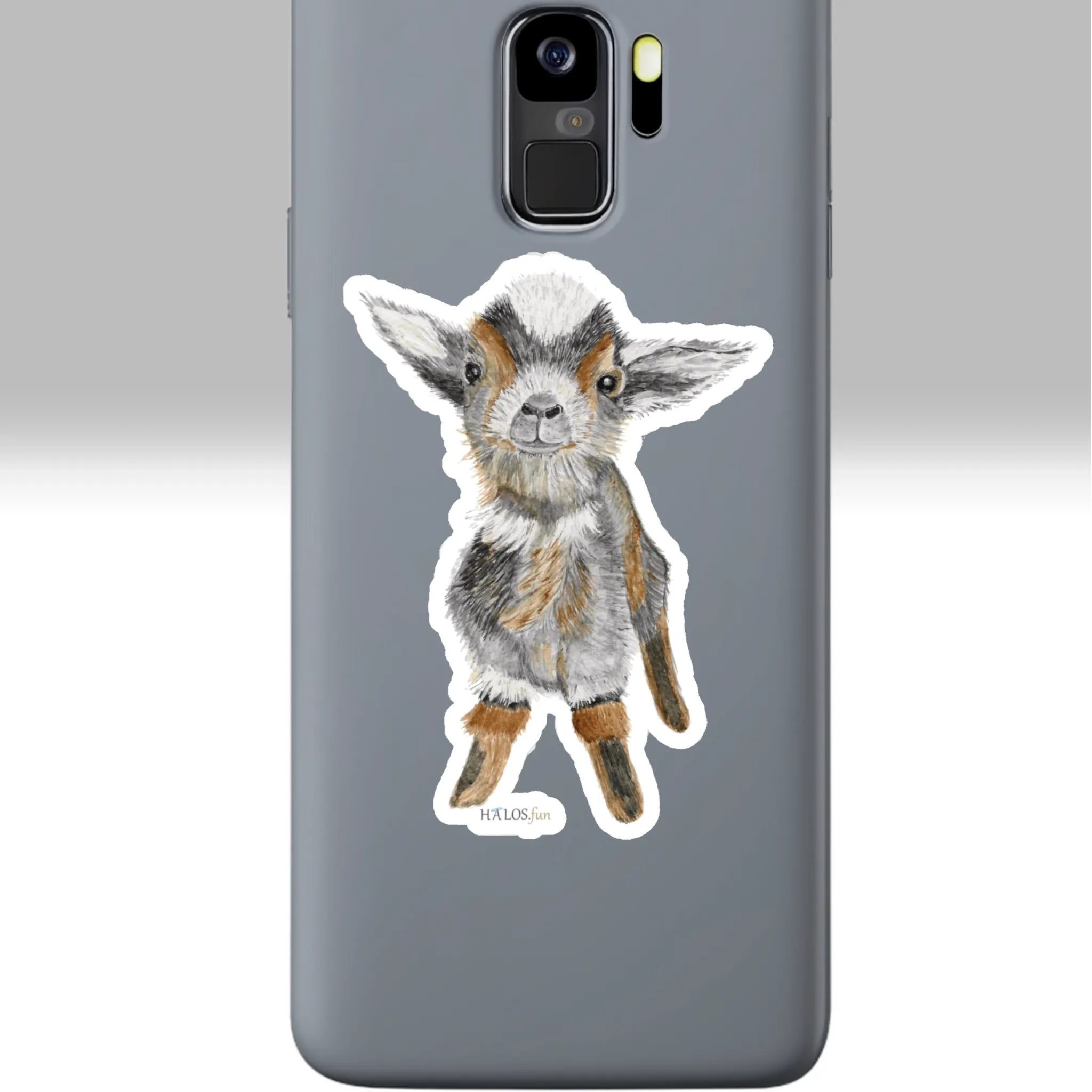 3x3 White Baby Goat Sticker Irresistibly Cute - Easily Makes You Smile On A Cell Phone