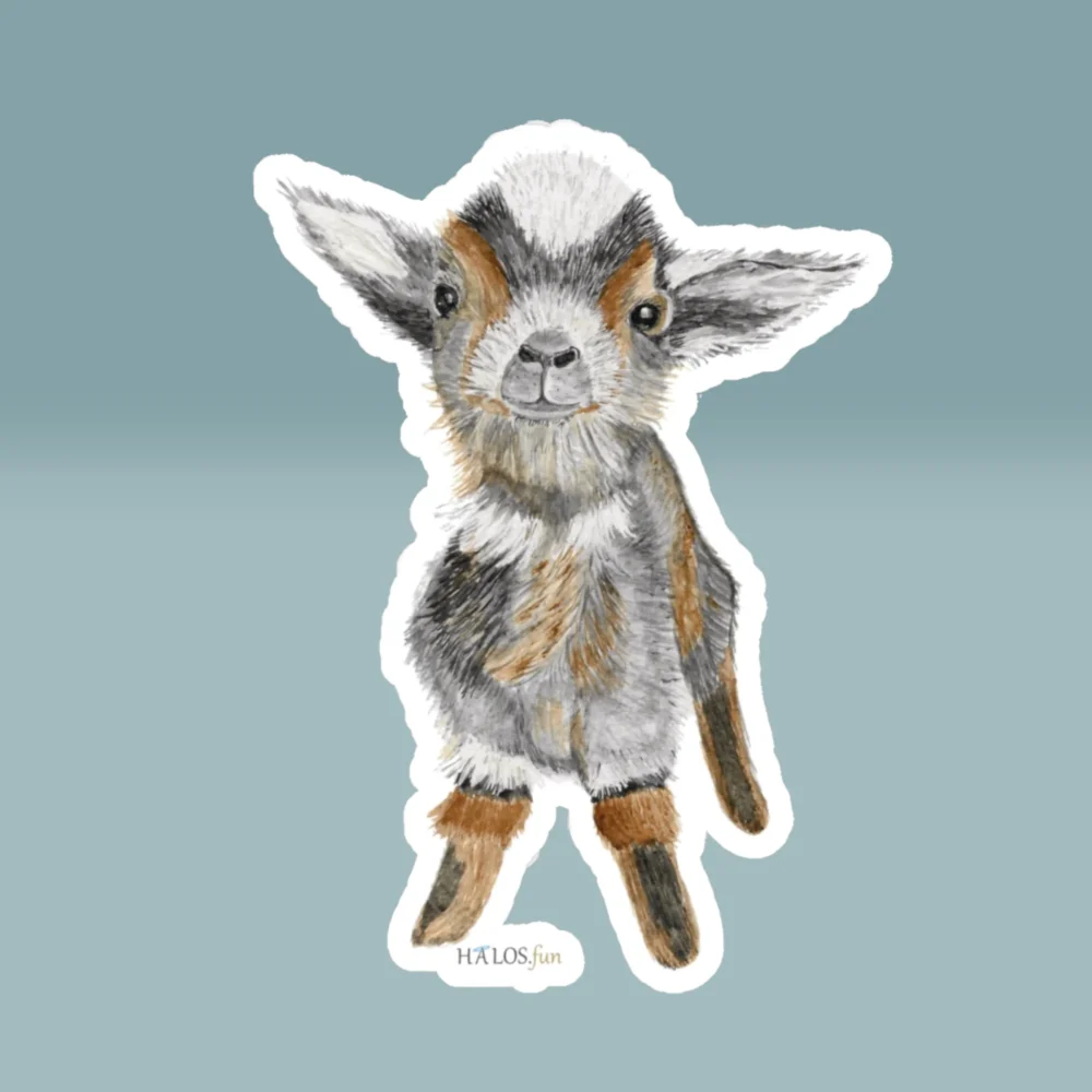 3x3 White Baby Goat Sticker Irresistibly Cute - Easily Makes You Smile Product Picture