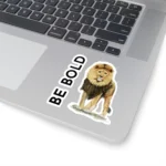 3x3 White Bold Lion Sticker Beautiful, Daring, Fearless, Inspiration