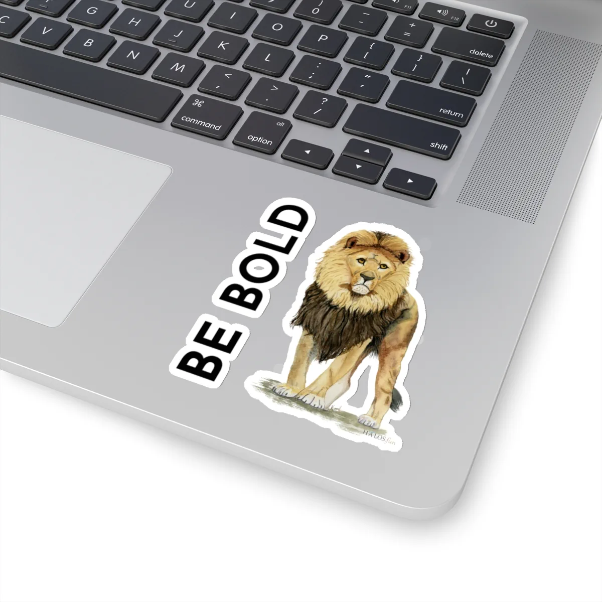 3x3 White Bold Lion Sticker Beautiful, Daring, Fearless, Inspiration