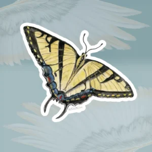 3x3 White Butterfly Sticker Remarkably Beautiful Tiger Swallowtail Framed By Angels Fly Here