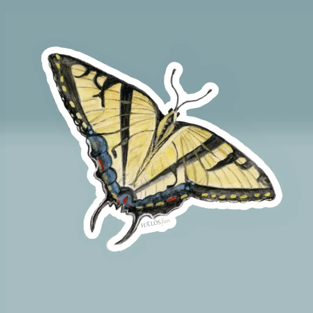 3x3 White Butterfly Sticker Remarkably Beautiful Tiger Swallowtail Product Picture
